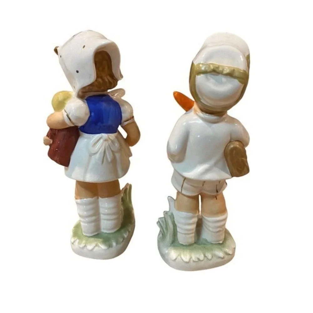 Vintage Large 9” Made in Japan 10084 Girl & Boy Ceramic Figurines‎